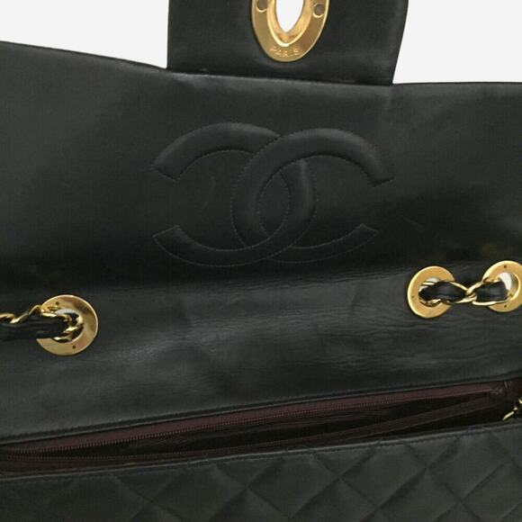 Authentic Vintage Chanel Lambskin Quilted Maxi Flap w 24k Gold-Plated Hardware - Picture 9 of 15